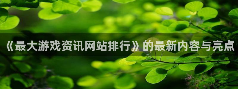 蓝冠娱乐娱乐是真的吗：《最大游戏资讯网站排行》的最新内容与亮